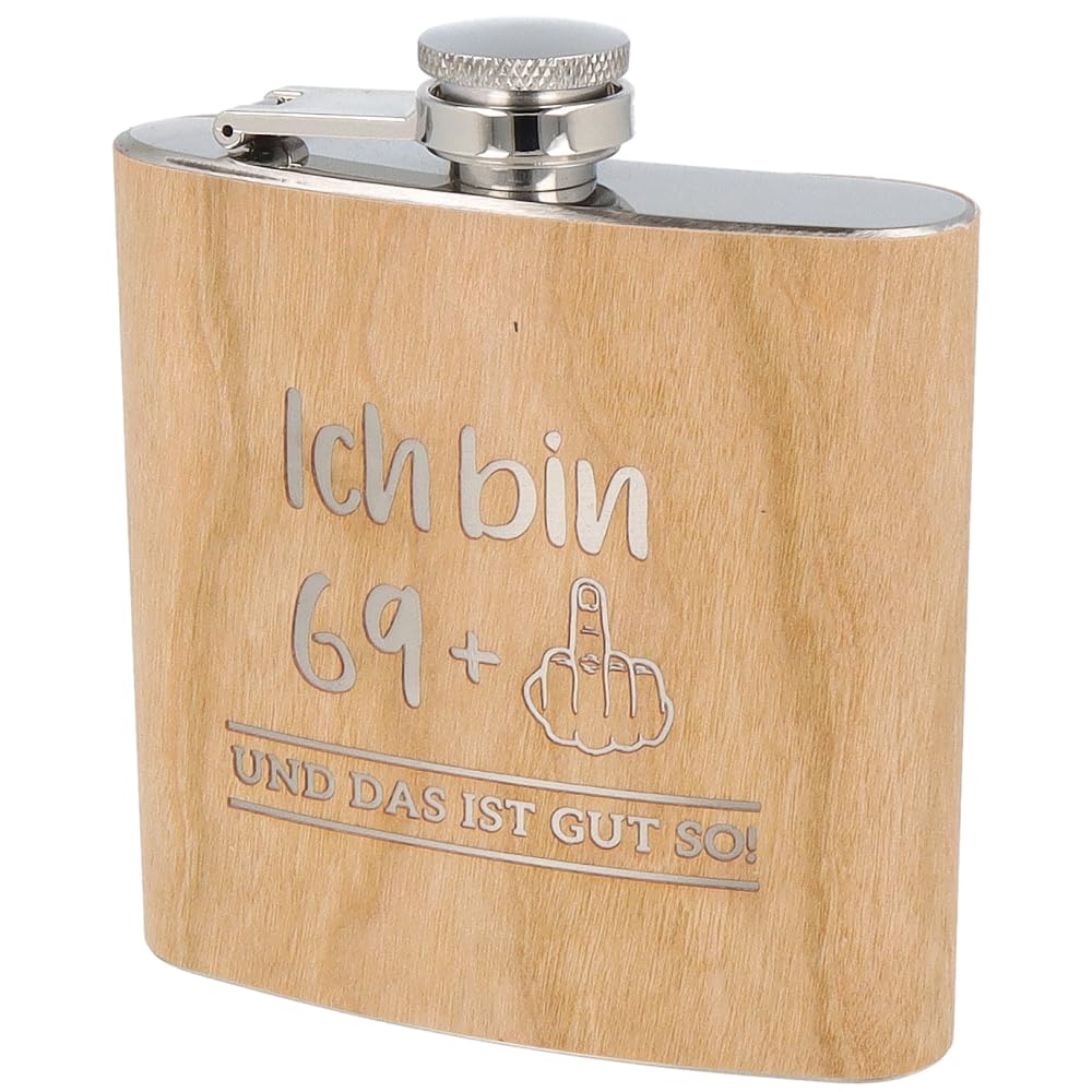 Spruchreif | Flachmann aus Edelstahl mit Gravur | Flachmann aus Holz | Outdoor Geschenk | Geschenk f