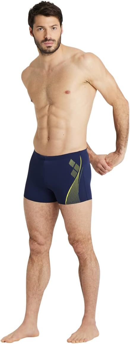 ARENA Herren Men's Swim Short Graphic Badehosen Shorts (1er Pack) 4 Navy-soft Green, 4 Navy-soft Gre