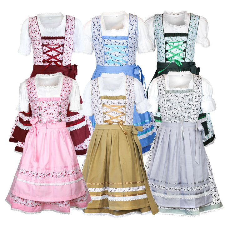 MS-Trachten Kinder Dirndl Trachtenkleid Mädchendirndl Mimi 3 teilig 128 Silber, 128 Silber