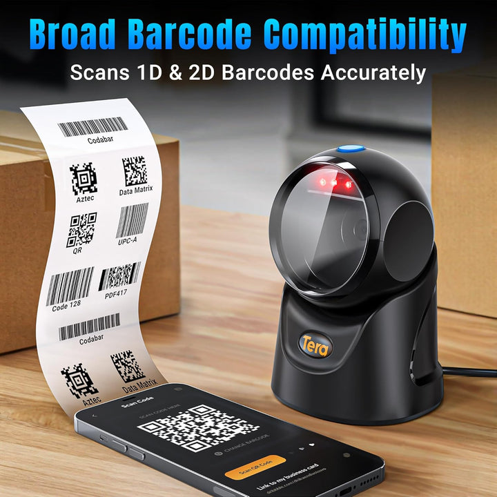 Tera Barcode Scanner Plattform Omnidirektional: 1D 2D QR Code Desktop-Lesegerät Freihändig USB Kabel