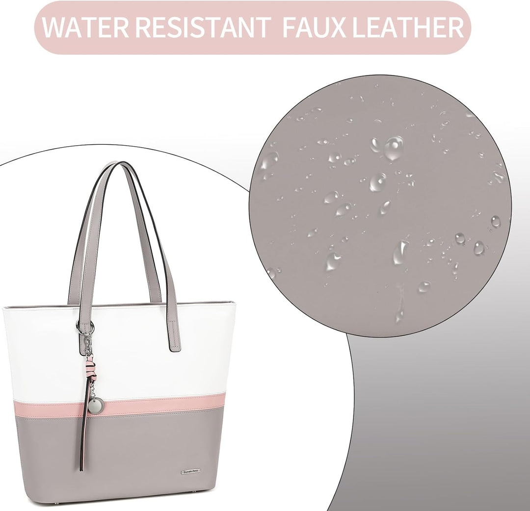 Pomelo Best Handtasche Damen Shopper Gross Damen Tasche für Büro Schule Einkauf Grau, Grau