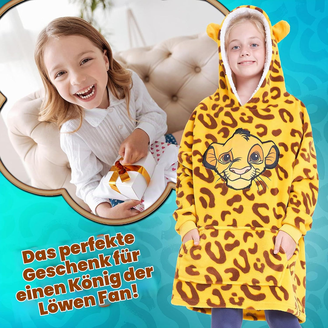 Disney Stitch Kapuzenpullover Mädchen, Übergrosse Hoodie Decke Kinder mit Sherpa-Kapuze und Kängurut