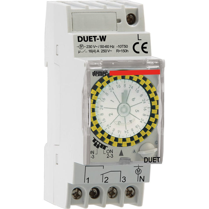 VEMER VE125100 Duet-W - Elektromechanisch Zeitschaltuhr mit Wöchentlich Programmierung, DIN-Schienen