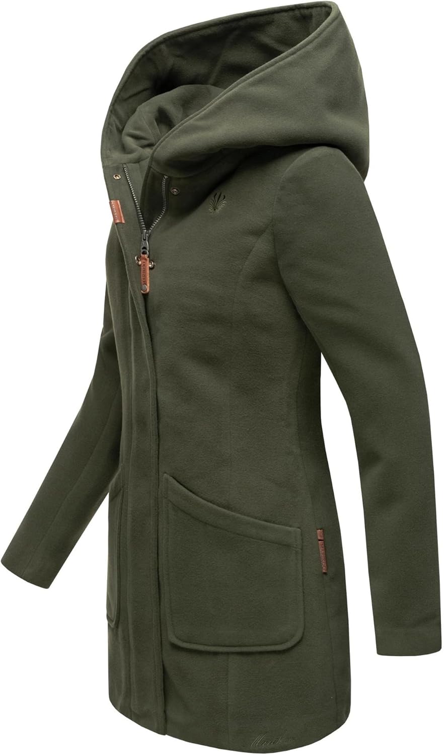 MARIKOO Damen Mantel Trenchcoat Wintermantel Übergangs Jacke Parka Lang B819 S Forest-Green, S Fores