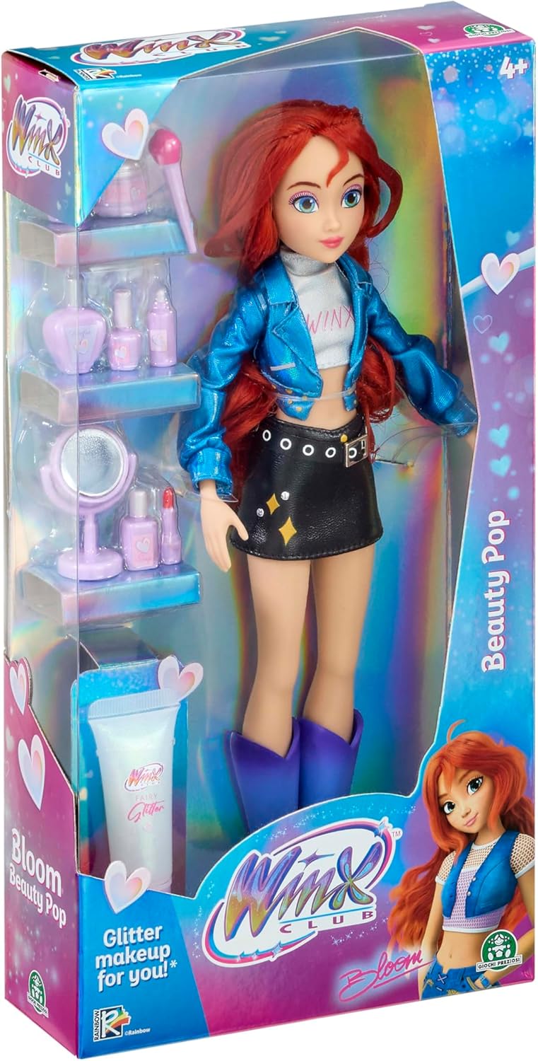 Winx Club Beauty Pop Doll – Bloom with Fashion Concert Outfit &amp; Glitter Gel – Fully Articulated Fair