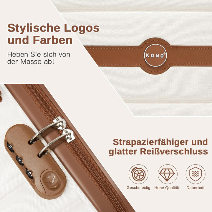 KONO Koffer Reisekoffer Trolley Koffer Gross von ABS+PC Hartschalenkoffer mit Zwillingsrollen und Za