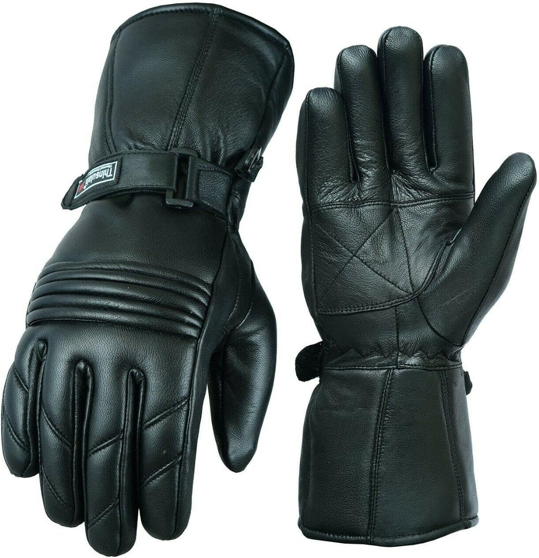 Mens Leather Winter Thermal Labelled Waterproof Inserts Thinsulate Motorcycle Gloves XL, XL