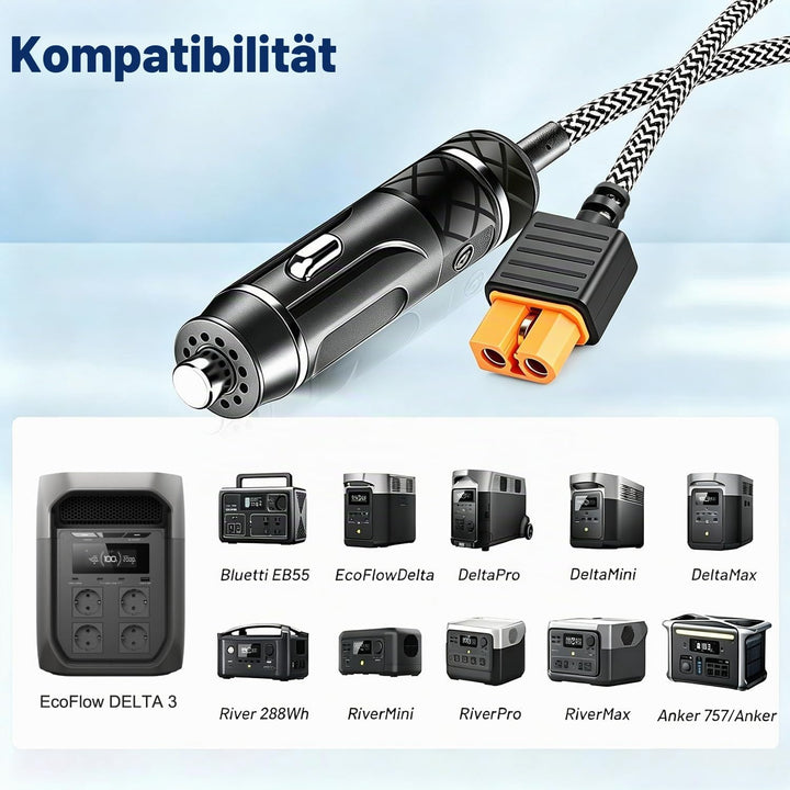 KFD 12V Autoladekabel XT60i XT60 KFZ Ladekabel für ECOFLOW Delta 3 Max Plus tragbare Powerstation De