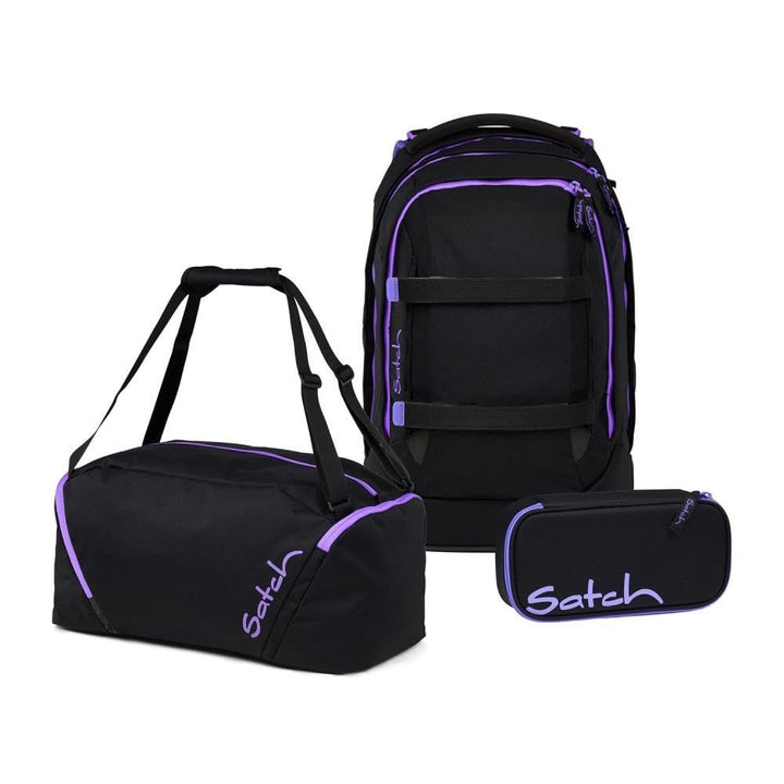 Satch Pack Schulrucksack Set 3tlg. inkl. Schlamperbox und Sporttasche (Purple Phantom), Purple Phant