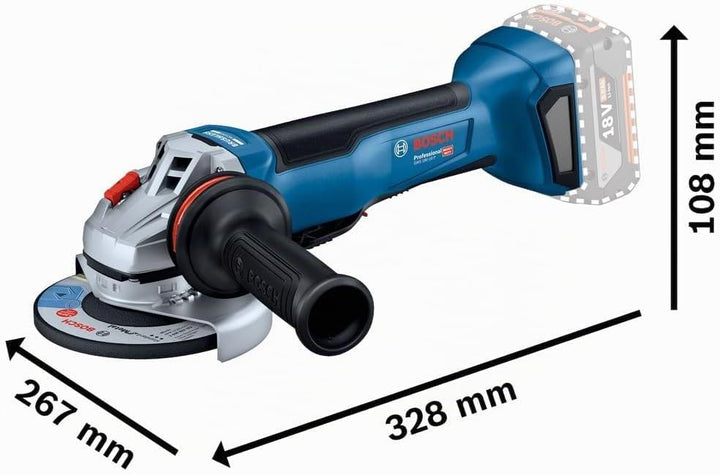 Bosch Professional 18V System Akku Winkelschleifer GWS 18V-10 P (inkl.Zusatzhandgriff, Schutzhaube,