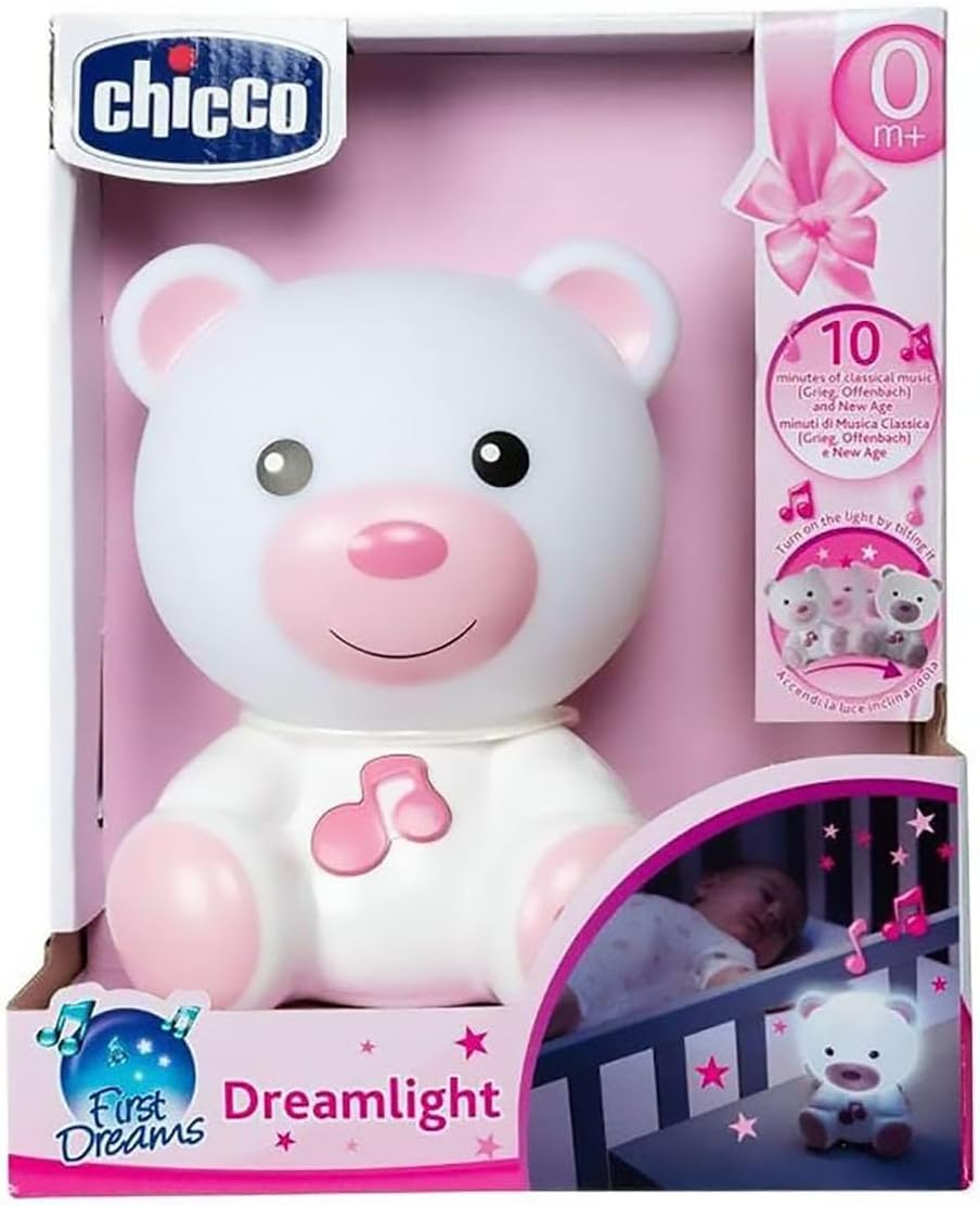 Chicco Bär-Nachtlicht, Traumlicht, tragbare Bär-Lampe mit klassischer Musik und beruhigenden Klängen