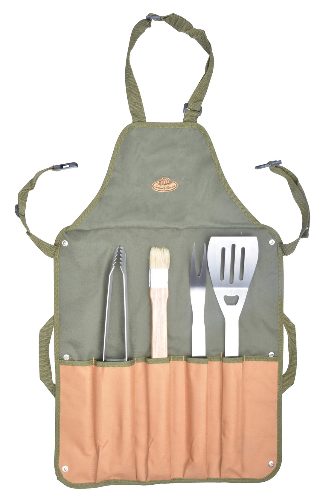 Esschert Design Grillschürze mit Grillbesteck, grün, 45.5 x 2.5 x 87.5, GT91