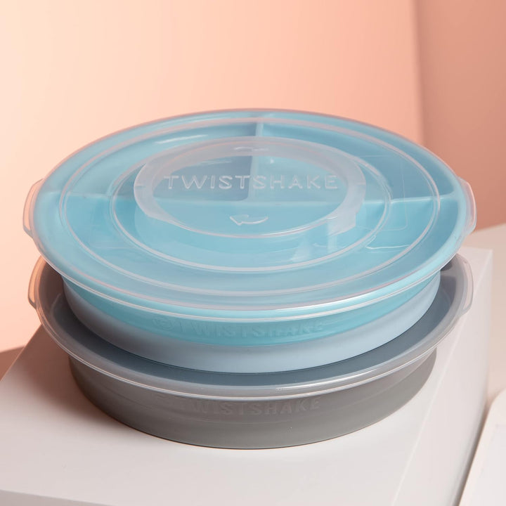 Twistshake 2x Geteilter Babyteller Mit Luftdichtem Deckel | Geteilter Teller Für Kinder | BPA-Freier