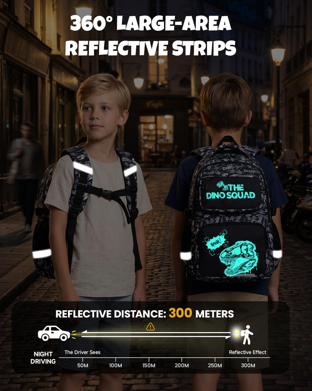 Amythe Schulrucksack Jungen Teenager, Schultasche Kinder mit Reflektoren für 1. bis 4. Klasse, Leuch