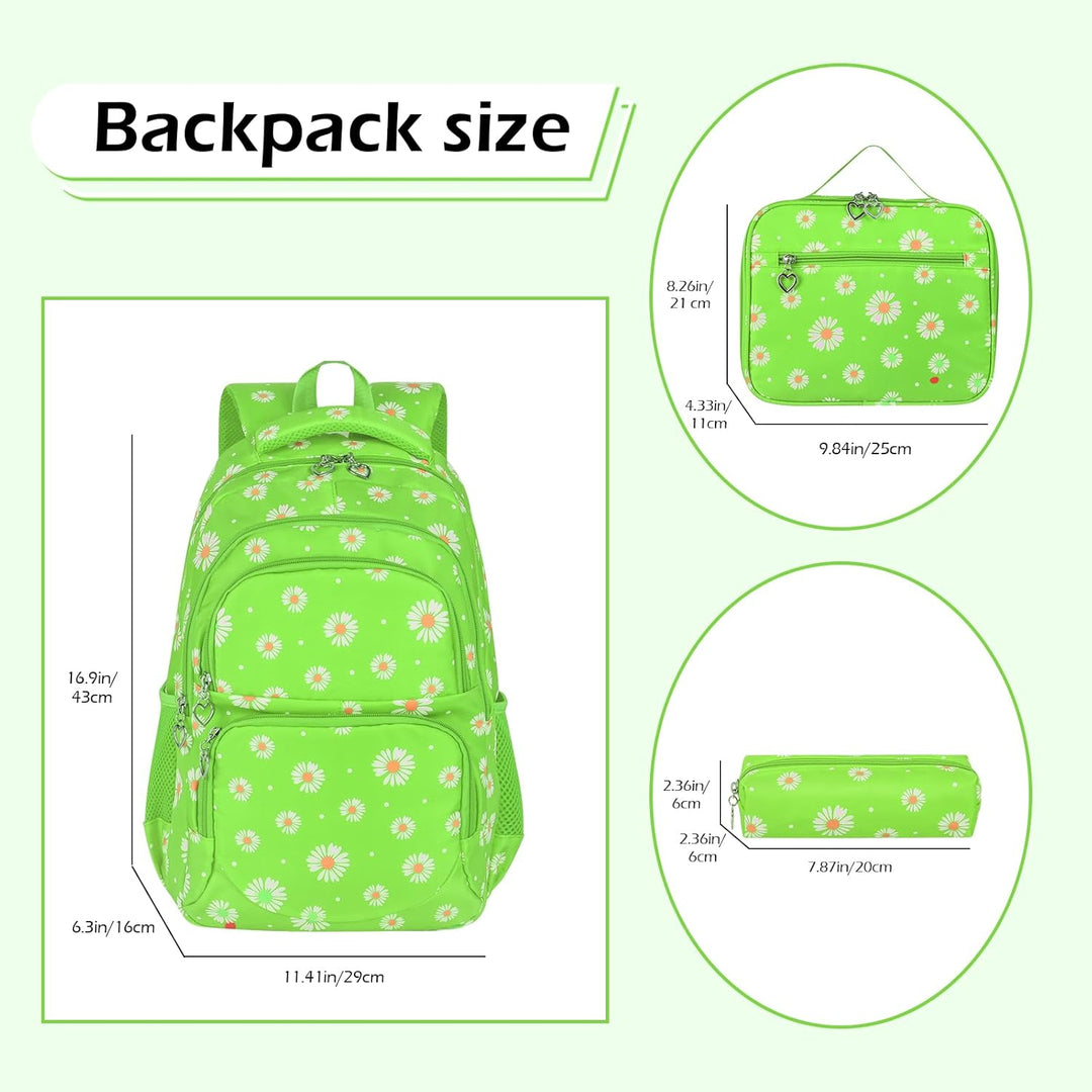 Schulrucksack Mädchen Teenager Damen Schultasche Rucksack Set Gänseblümchen Schulranzen für Mädchen