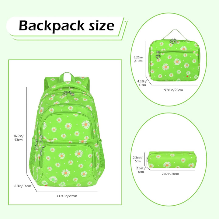 Schulrucksack Mädchen Teenager Damen Schultasche Rucksack Set Gänseblümchen Schulranzen für Mädchen