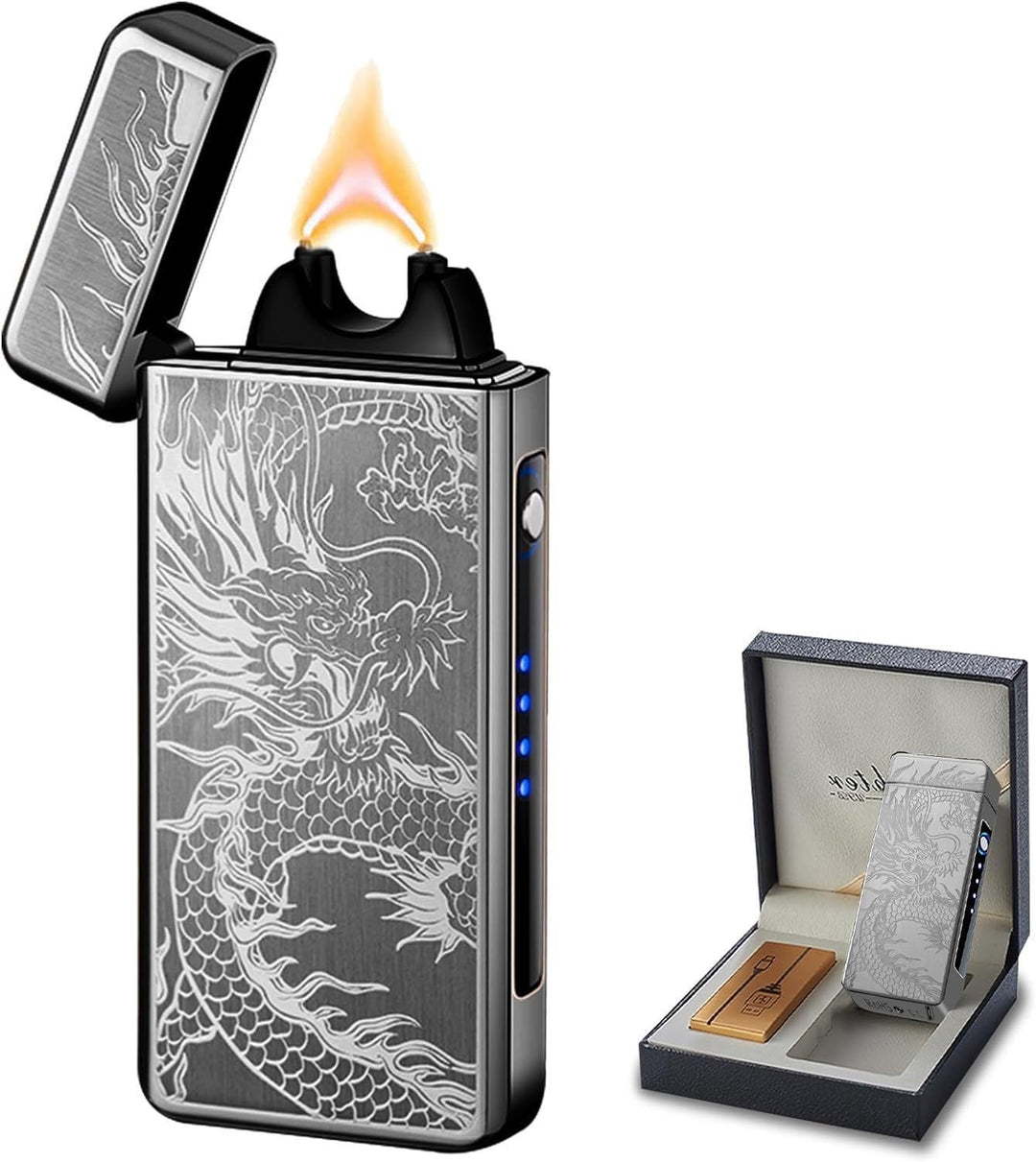 SKRFIRE SturmFeuerzeug Elektrisch Feuerzeug Personalisiert Lighter Lichtbogen Feuerzeuge USB Aufladb