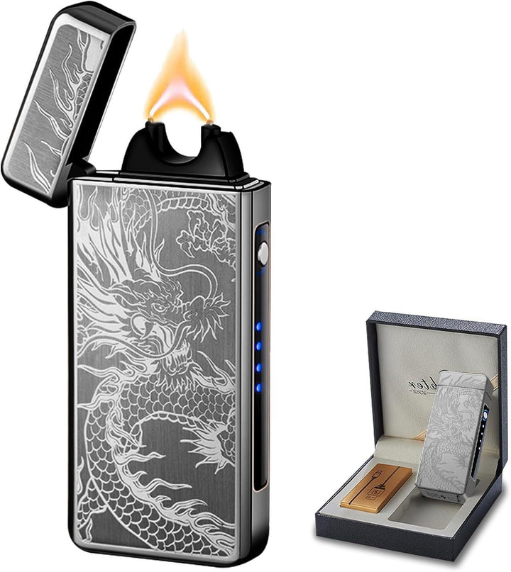 SKRFIRE SturmFeuerzeug Elektrisch Feuerzeug Personalisiert Lighter Lichtbogen Feuerzeuge USB Aufladb