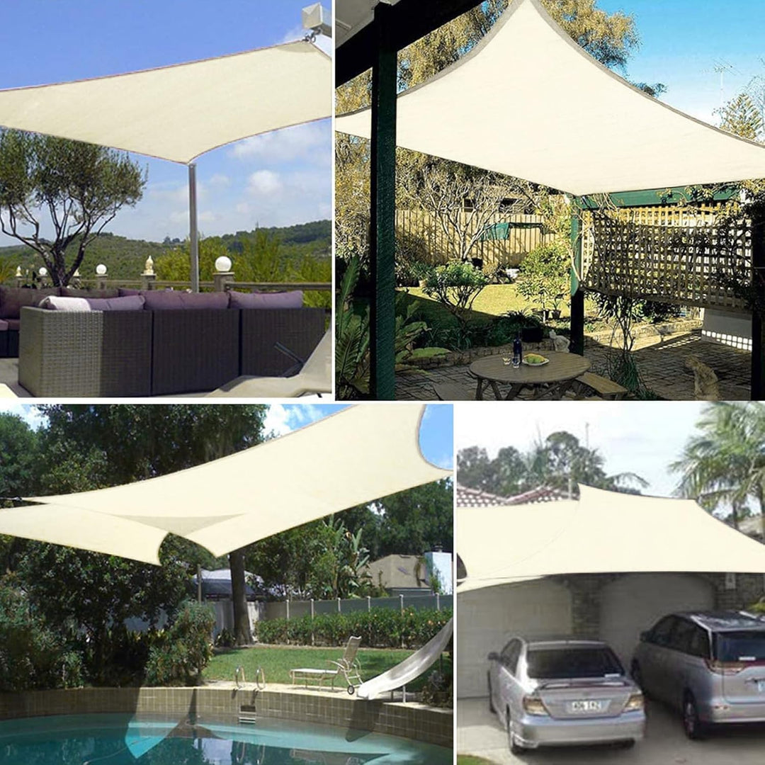 Dripex Sonnensegel wasserdicht Sonnenschutz Set 3X3 m inkl Befestigungsseile Rechteckig Polyester Im