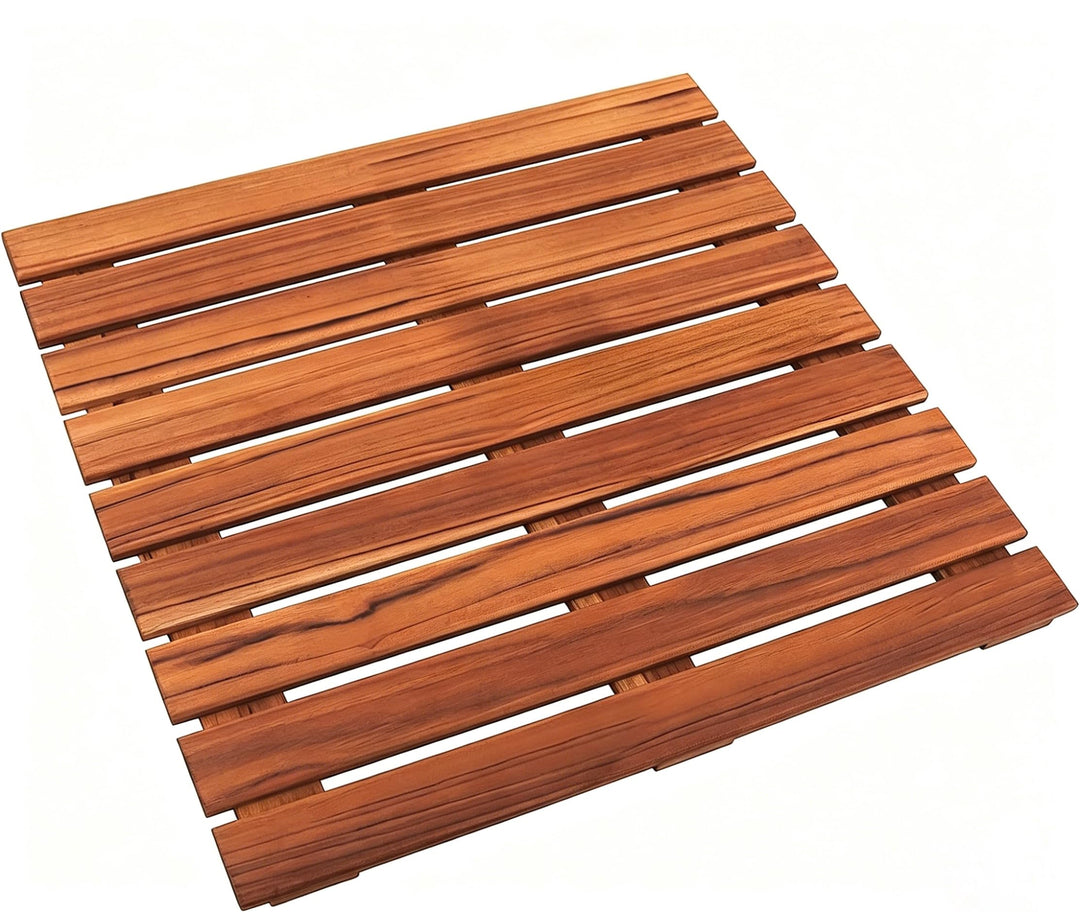 VaeFae Teak Duschmatte rutschfeste Badematte Luxus Spa Matte Holzmatte für Badewanne 50.8 x 50.8 cm