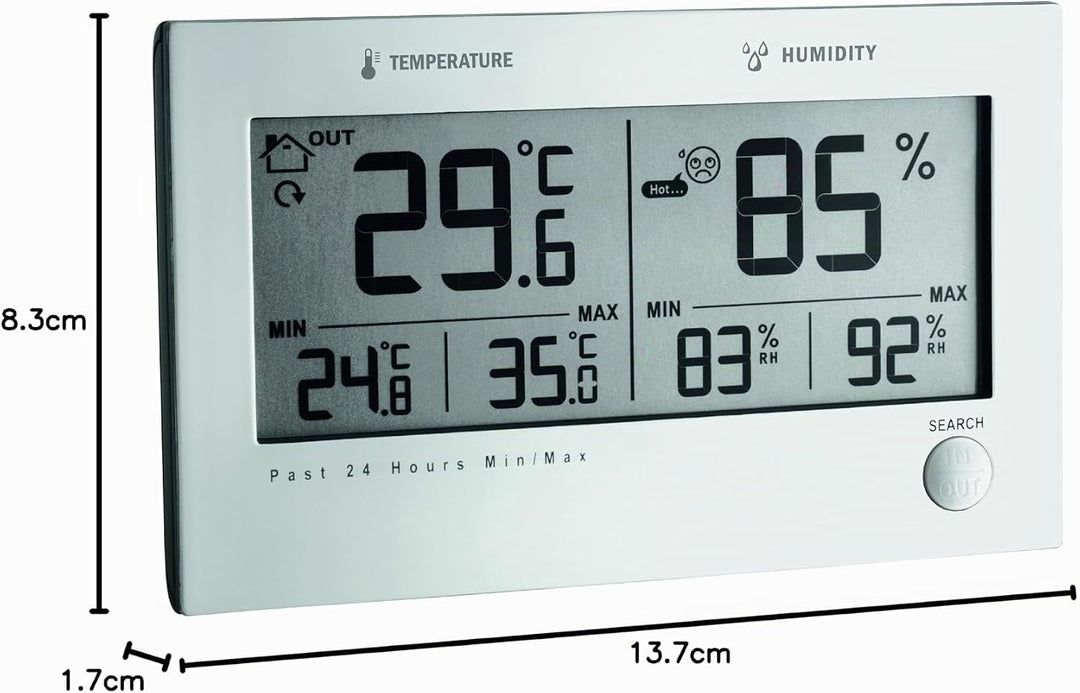 TFA Dostmann Twin Plus Funk-Thermo-Hygrometer, Komforticons, Frostsymbol, Anzeige der Innentemperatu