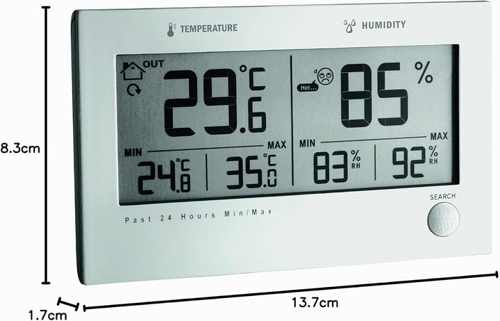 TFA Dostmann Twin Plus Funk-Thermo-Hygrometer, Komforticons, Frostsymbol, Anzeige der Innentemperatu
