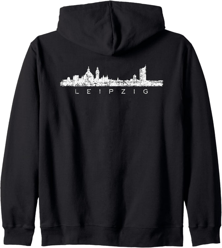 Leipziger Skyline (Vintage/Weiss) Leipzig Kapuzenjacke
