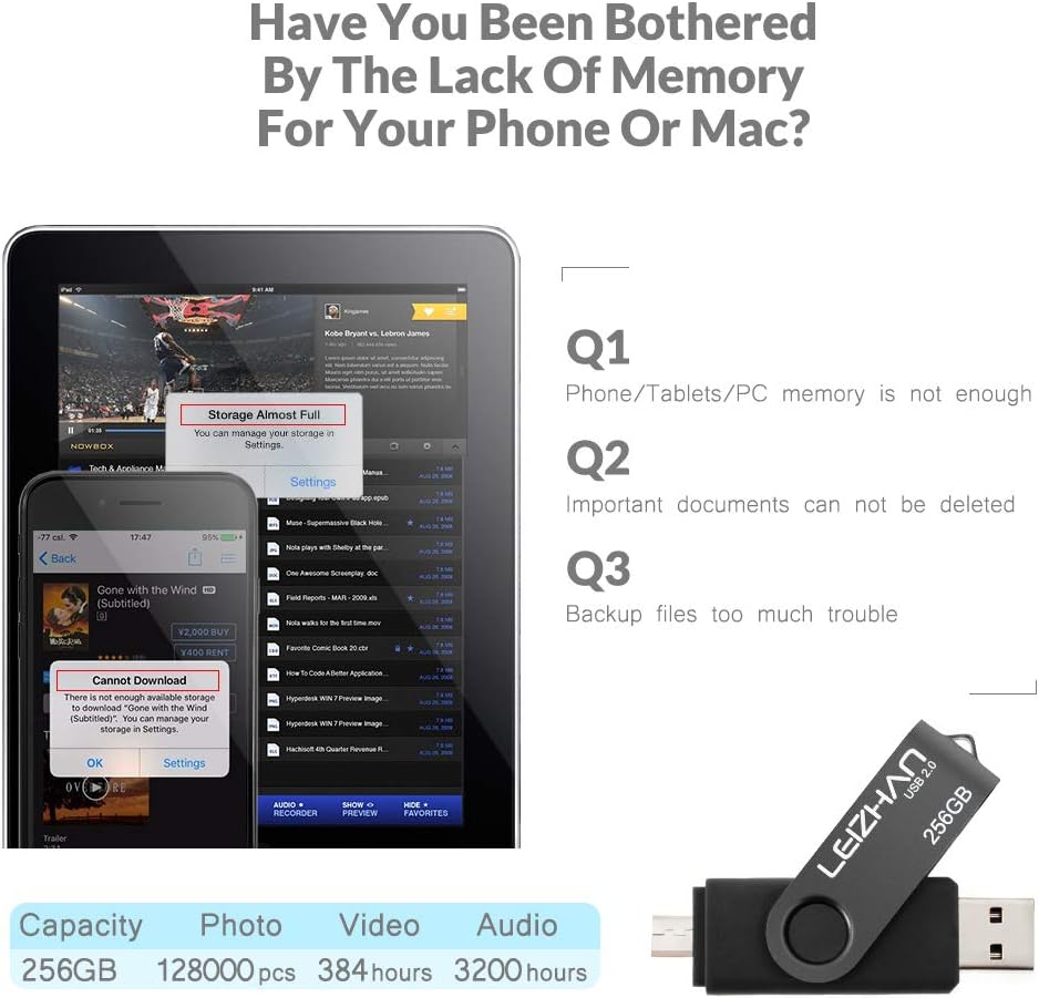 leizhan USB Speicherstick 2.0 OTG Metall Pendrive für Android Smartphone USB Flash Disk Micro USB Pe