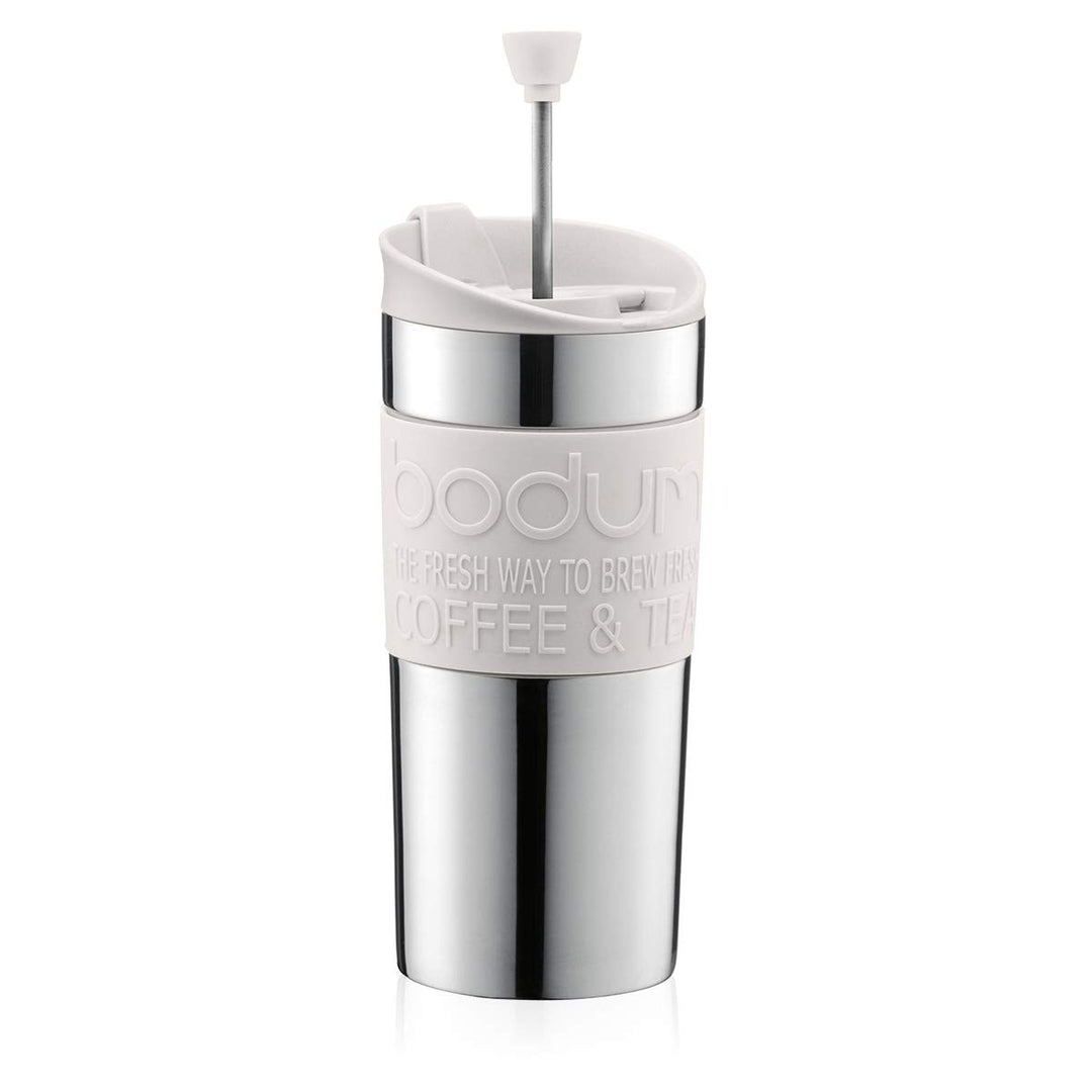 Bodum TRAVEL PRESS Kaffeebereiter (French Press System, Doppelwandig, 0,35 liters) cremefarben, Crem