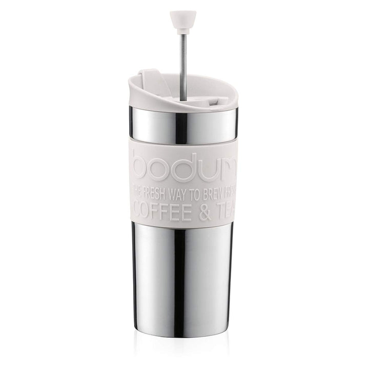 Bodum TRAVEL PRESS Kaffeebereiter (French Press System, Doppelwandig, 0,35 liters) cremefarben, Crem