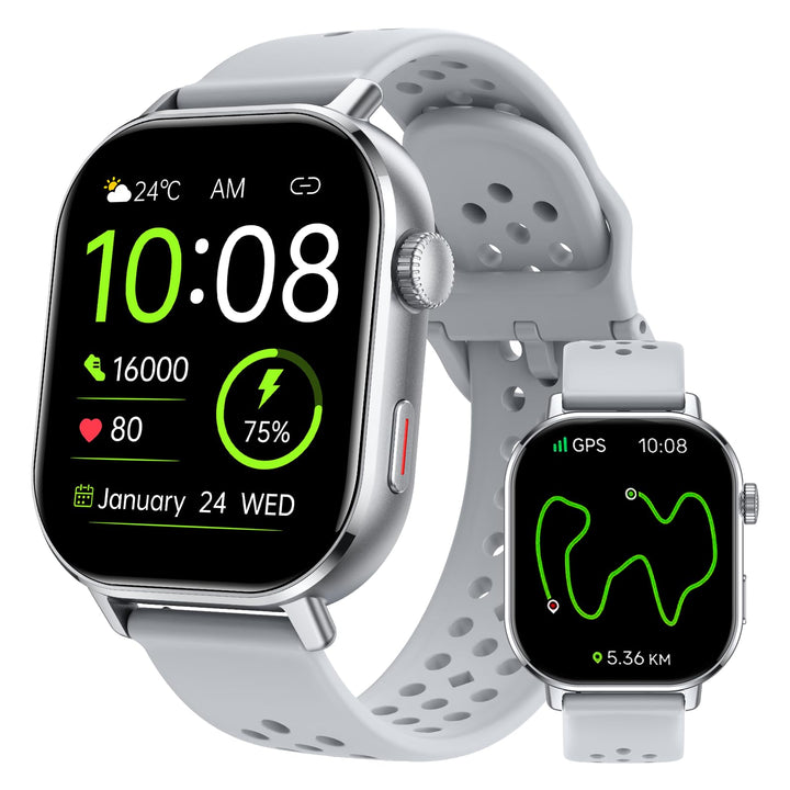 uaue Smartwatch Damen Herren mit GPS, 2.06" AMOLED Display, 5ATM Wasserdicht, Bluetooth Anruf, 178+