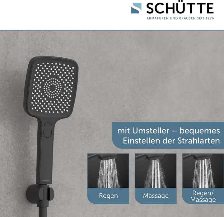SCHÜTTE Handbrause HAWAII mit Antikalk-Noppen | Duschkopf mit komfortablem Druckknopf und 3 einstell