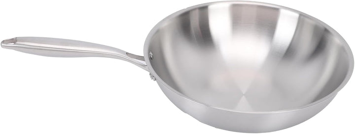 SIXRUN Edelstahl-Wok-Pfanne mit Antihaftbeschichtung und Griff, Induktions-Wok in Lebensmittelqualit