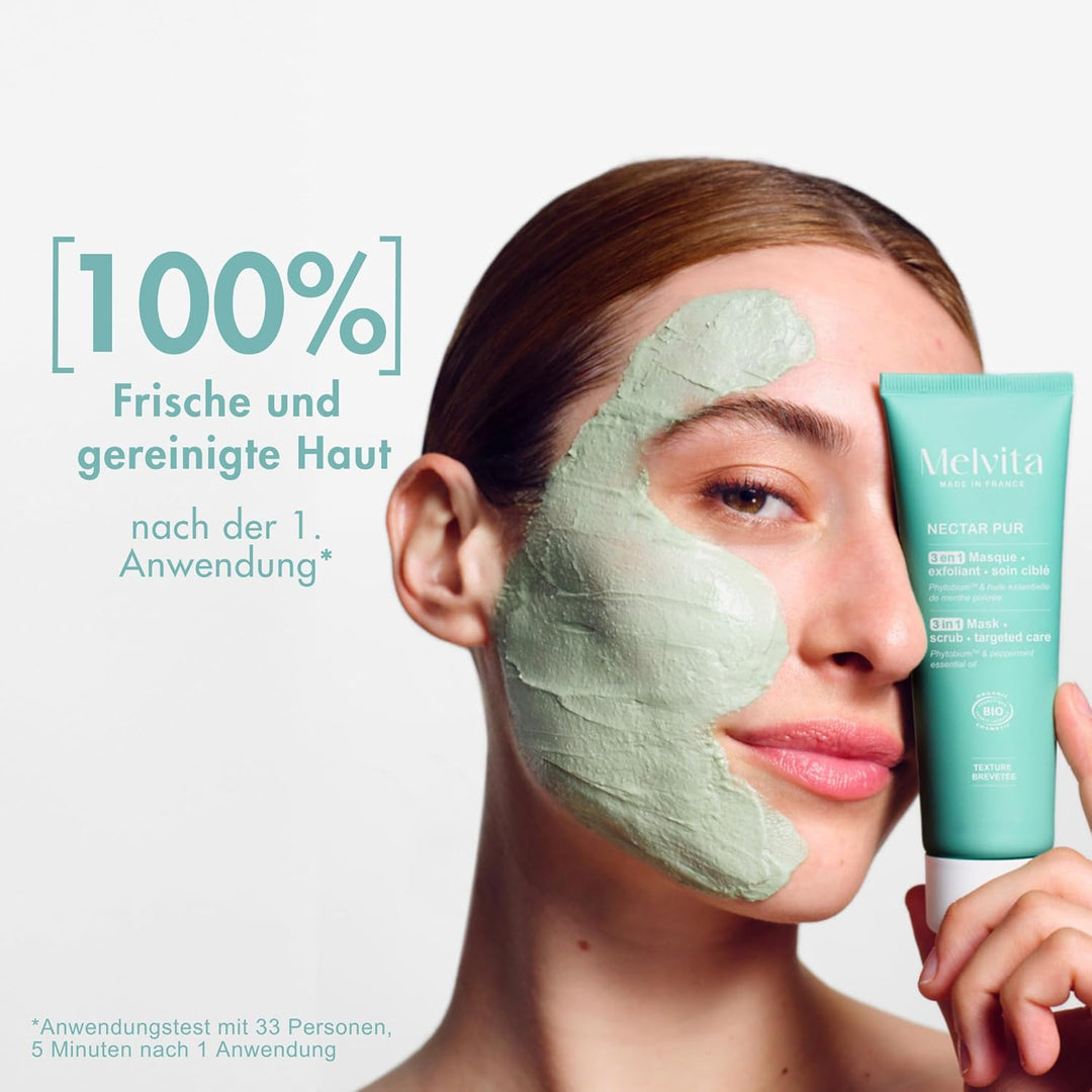 Melvita - 3-in-1 Peeling-Maske - Nectar Pur - Mischhaut bis fettige Haut - "Tonerde-ähnliche" Textur