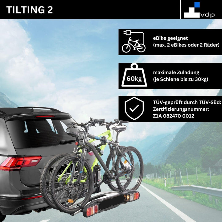 VDP eBike Fahrradträger für Anhängerkupplung Fahrrad Heckträger Radträger - Tilting 2 - Fahrradträge