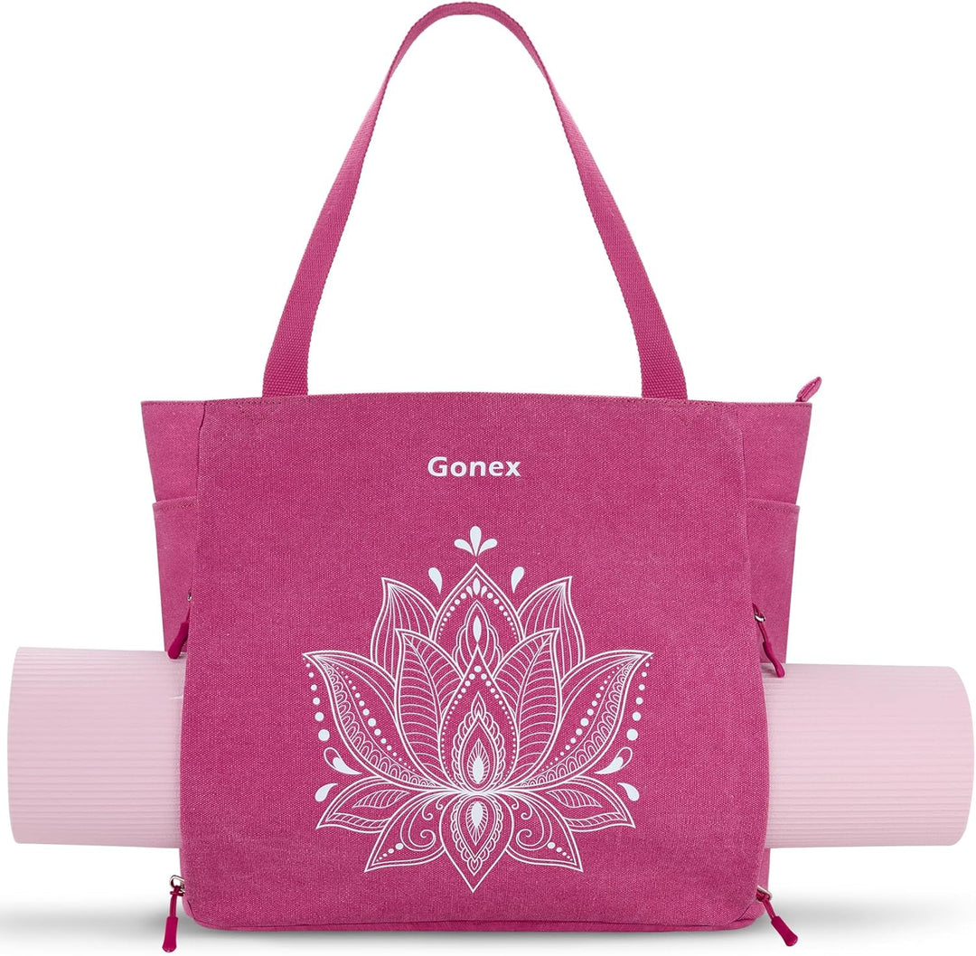 Gonex Yogatasche, Grosse Pilates Tragetasche mit Mehreren Taschen für Damen Herren, Robuste Canvas T