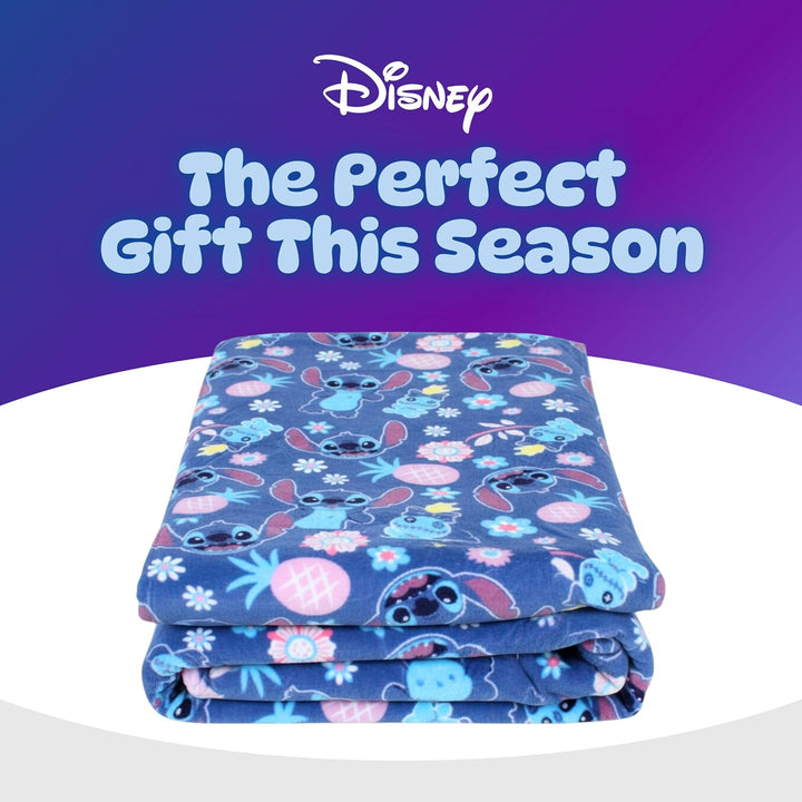 Disney Stitch Decke mit Tropischem Design Weiches und Warmes Fleece, Geschenk für Mädchen und Teenag