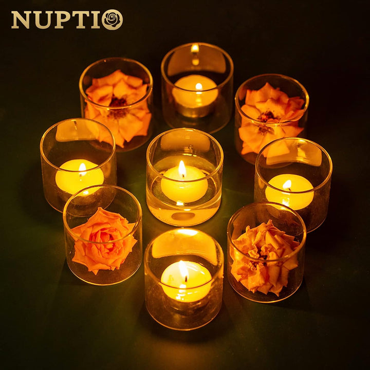 Nuptio Set von 12 Klaren Votivglas Teelichthalter Teelichthalter-Set Tischkerzenhalter 5.7cm Breite