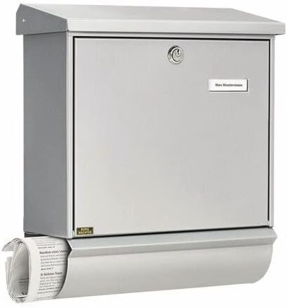 BURG-WÄCHTER Briefkasten mit Zeitungsfach und Namensschild, Verzinkter Stahl, Einwurf-Format DIN C4,