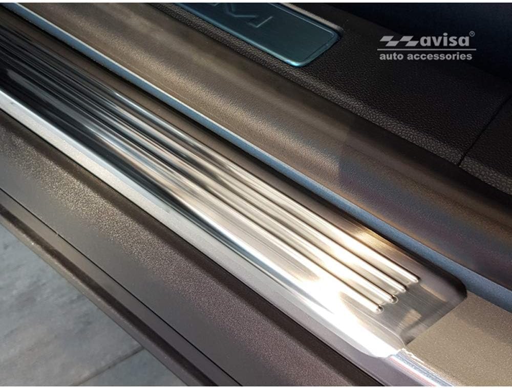 Avisa Stainless Steel Door sill Protectors Compatible with Ford Kuga III 2019- 'Lines' - 4-Pieces