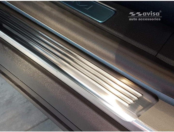 Avisa Stainless Steel Door sill Protectors Compatible with Ford Kuga III 2019- 'Lines' - 4-Pieces