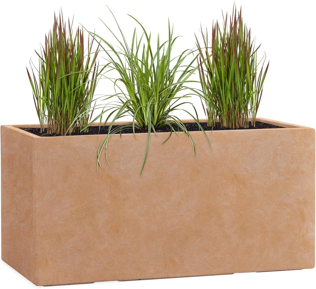 Pflanzwerk® Pflanzkübel TUB Terrakotta 45x100x45cm XXL – Rechteckig – Grosser Fiberglas Blumenkübel