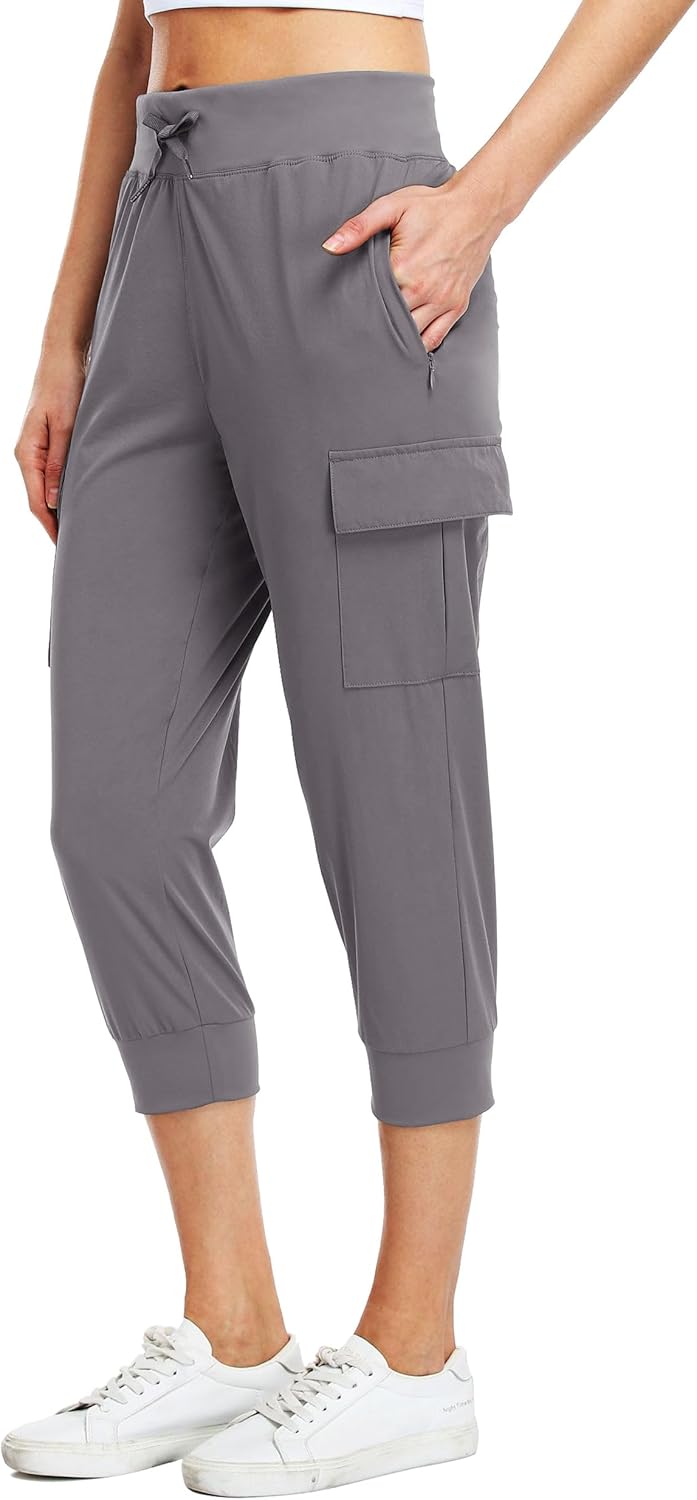 WILLIT Damen Caprihose Cargohose Jogginghose leicht Wanderhose für Workout Outdoor Schnelltrocken At