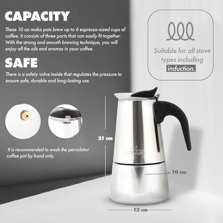 Any Morning Espressokocher | Espressokanne für alle Herdarten | inc. Induktion, Mokkakanne, Camping