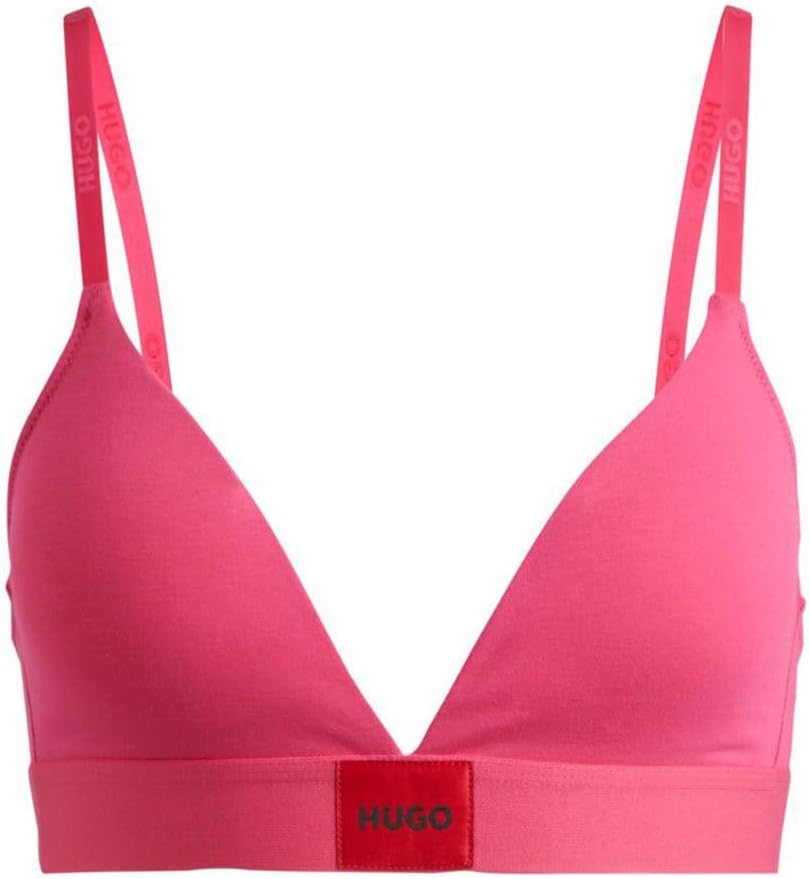 HUGO Damen Triangle RED Label Triangel-BH aus Stretch-Baumwolle mit rotem Logo-Label XS Bright Pink6