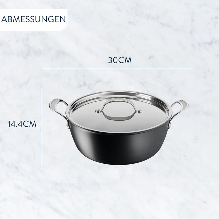 Tefal H91254 Jamie Oliver Batch-Cooking Set | Harteloxierter Kochtopf 30 cm | Antihaftversiegelung |