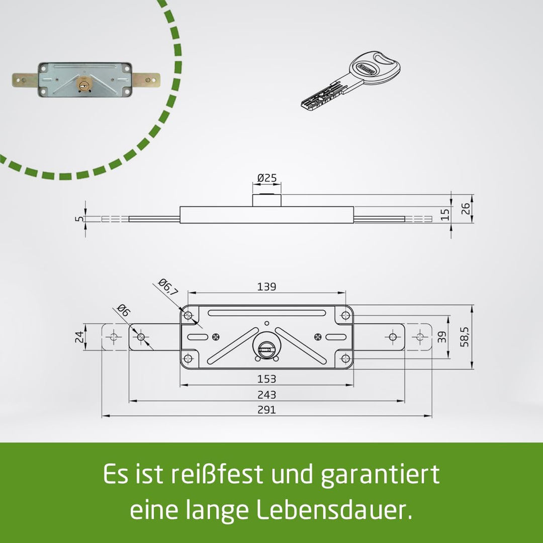 Amig - Rollladenschloss aus Metall Mod. 645, Zylinder: 15 mm. Inklusive 3 Sicherheitsschlüssel in ve