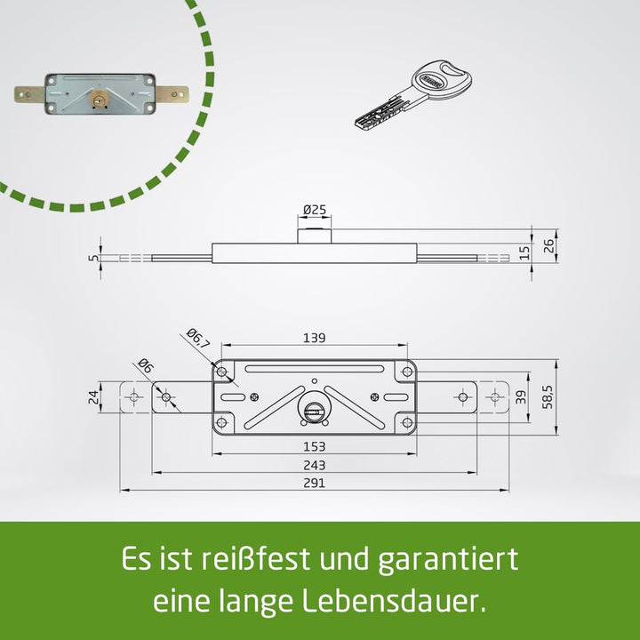 Amig - Rollladenschloss aus Metall Mod. 645, Zylinder: 15 mm. Inklusive 3 Sicherheitsschlüssel in ve