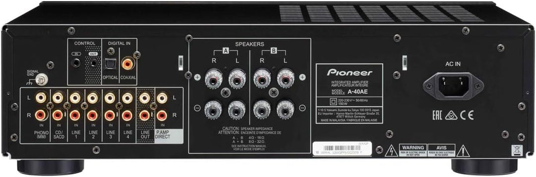Pioneer A-40AE Vollverstärker – 2x 60W, Direct Energy Design, MM-Phono-Eingang, Digitaleingänge, Alu