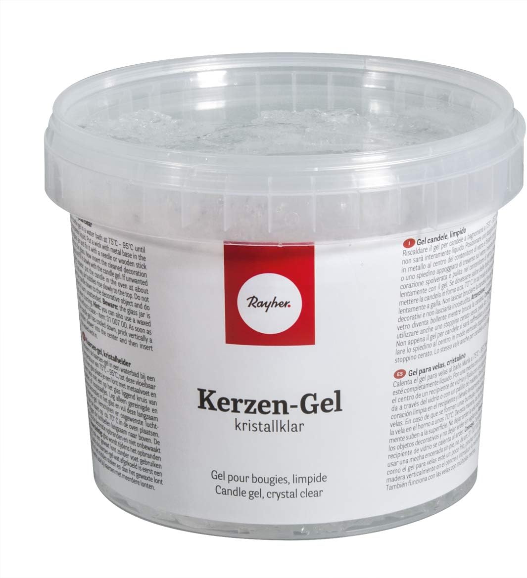 Rayher Hobby 3130200 Kerzen-Gel, Dose 750 g/ ca.850 ml, transparent, kristallklares Kerzenwachs zum